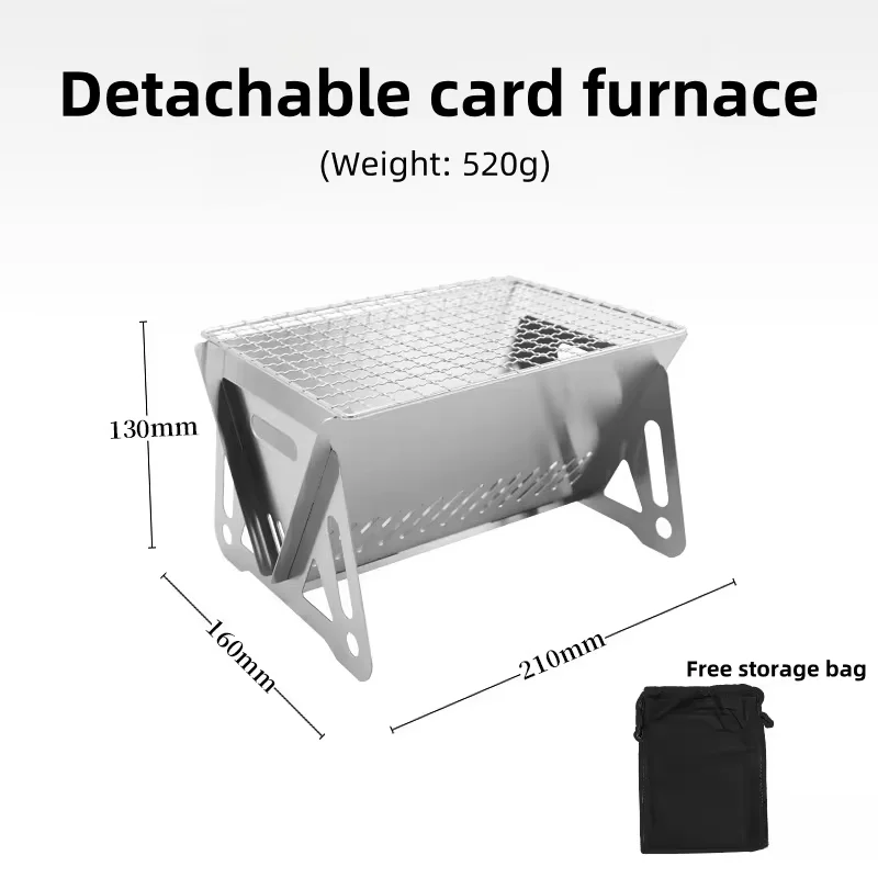 Estufa de leña plegable para exteriores, quemador de acero inoxidable, estufa de barbacoa, suministros de Camping, estufa de carbón portátil - imagen 4