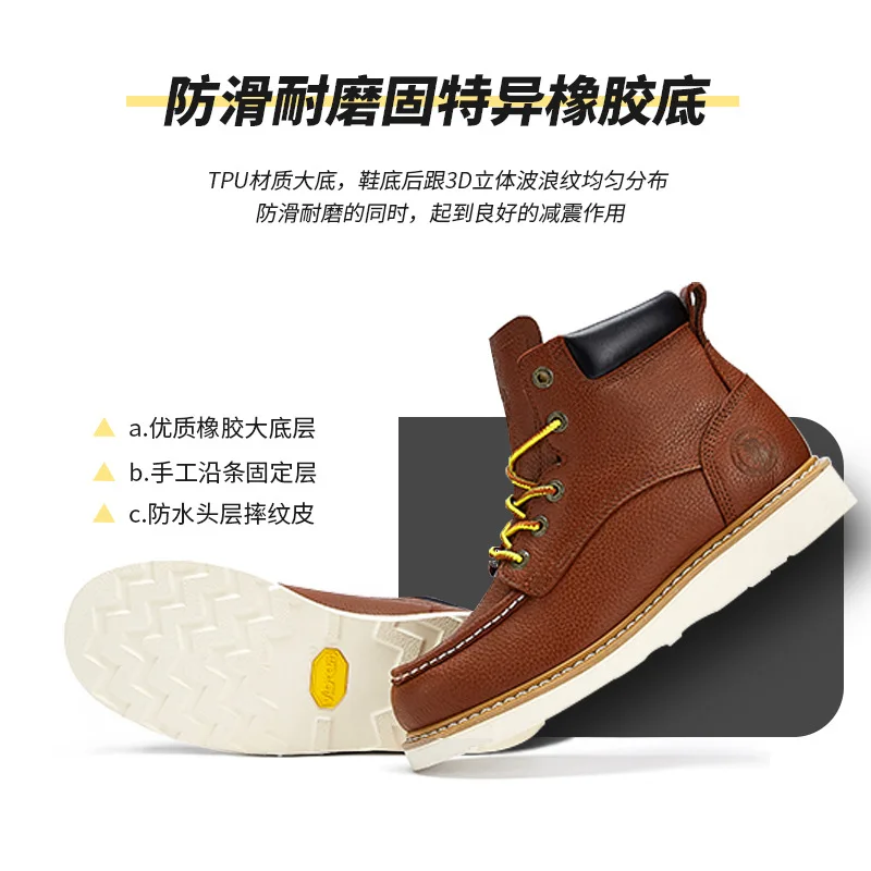 ROCKROOSTER-zapatos de senderismo de cuero de vaca para hombre, botas tácticas impermeables, botas de caza, zapatillas de Camping, herramientas de motocicleta, Goodyear - imagen 4