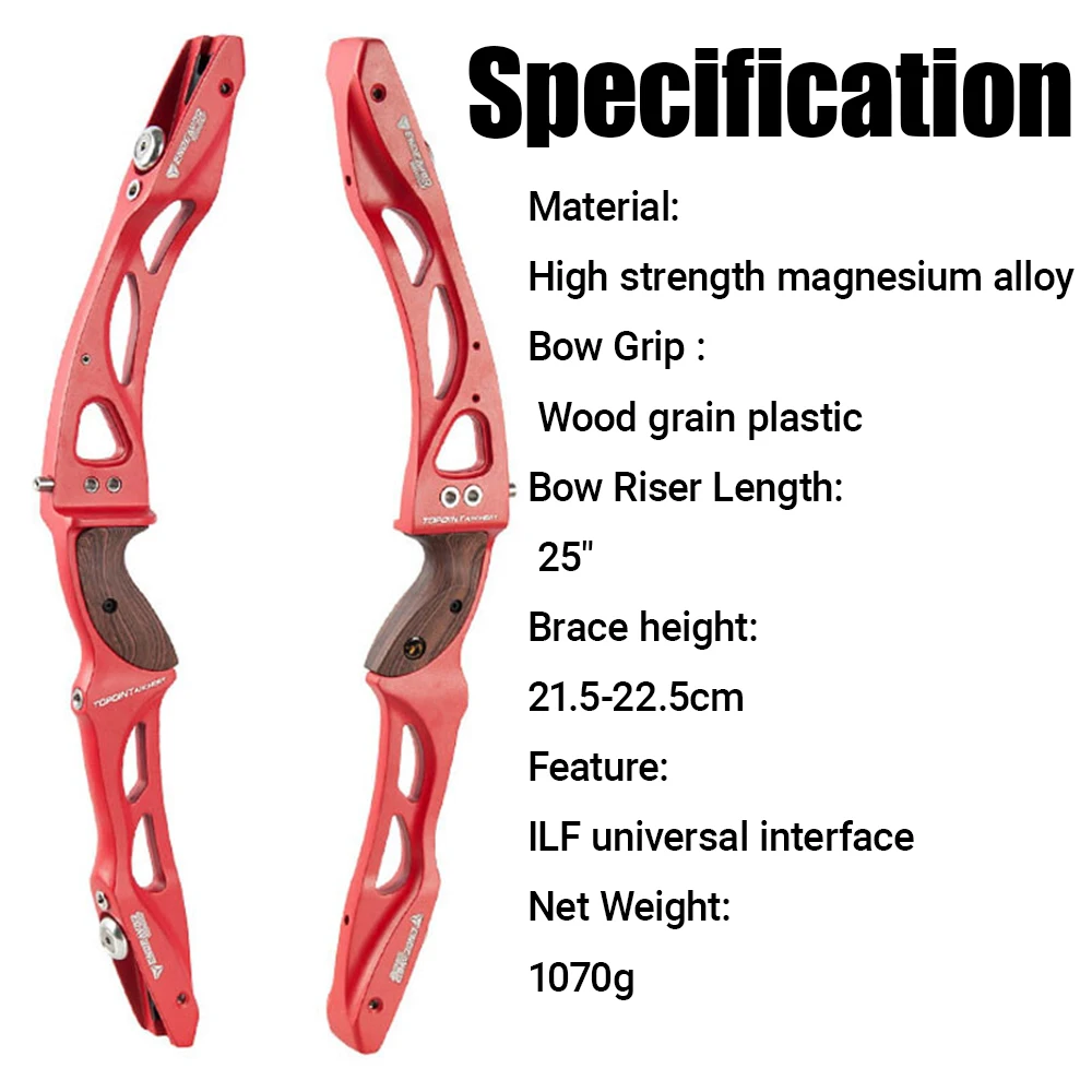 Archety Topoint ILF arco recurvo Riser 25 "tiro con arco agarre para mano izquierda derecha caza al aire libre deportes competición tiro - imagen 4
