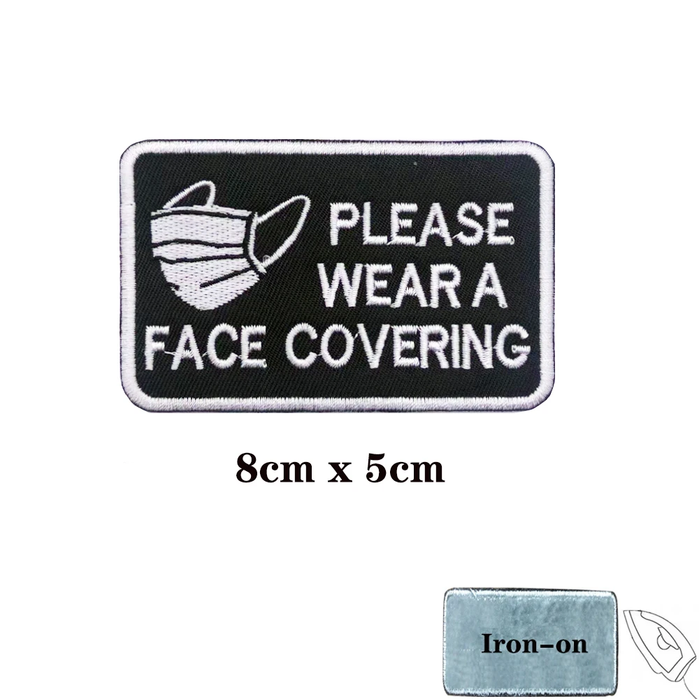 Parches de cobertura facial PLEASE WEARA, brazalete, parche bordado, gancho y bucle, insignia bordada con hierro, raya militar - imagen 2