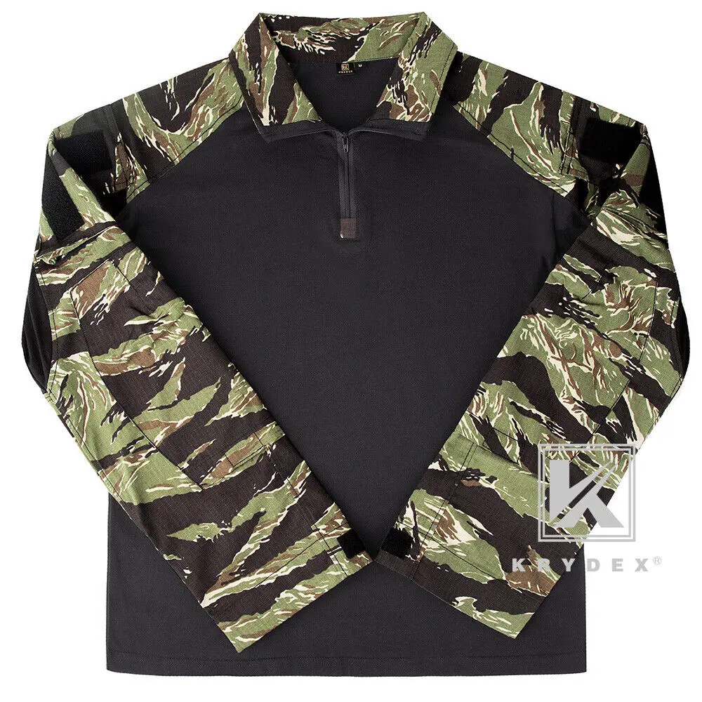 KRYDEX-uniforme de combate de camuflaje, ropa de caza, senderismo, camisa táctica y pantalones, Kit de traje, camuflaje a rayas de tigre - imagen 5