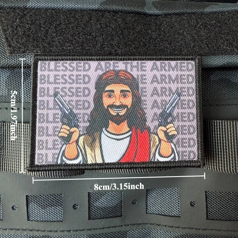 Parche de Jesús con armas, insignia de moral táctica, gancho y bucle, brazalete militar, pegatinas para mochila, accesorios de ropa DIY - imagen 3