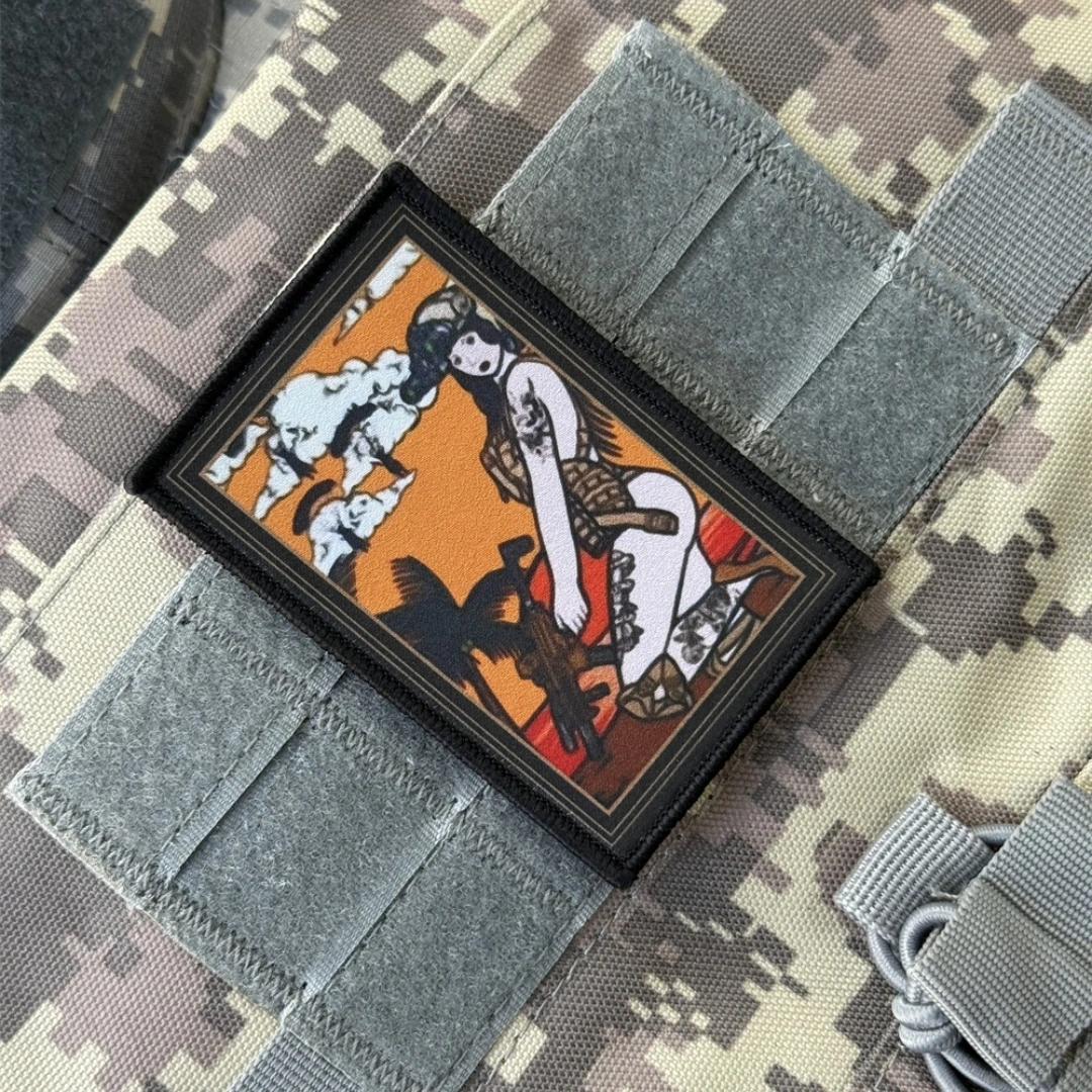 Guerrero Sexy mujer soldado impreso gancho y bucle mochila pegatina Chevron insignia de moral táctica parches brazalete del ejército militar