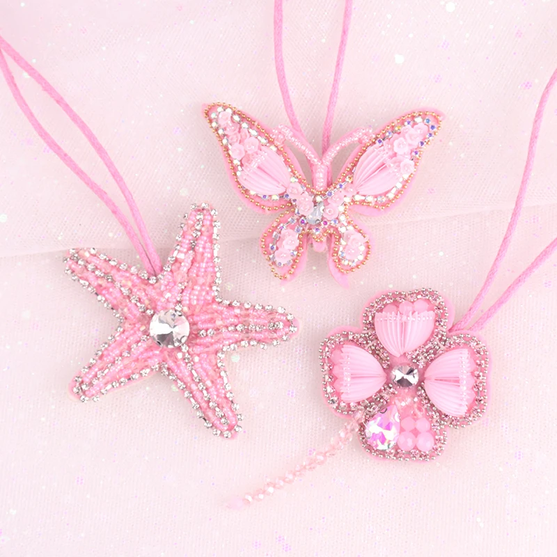 Parche de abalorios con cuentas, trébol, palmera, colgante hecho a mano, colgante para bolso, colgante de diamantes de imitación, bolsa, cuerda, decoración colgante, regalos - imagen 4