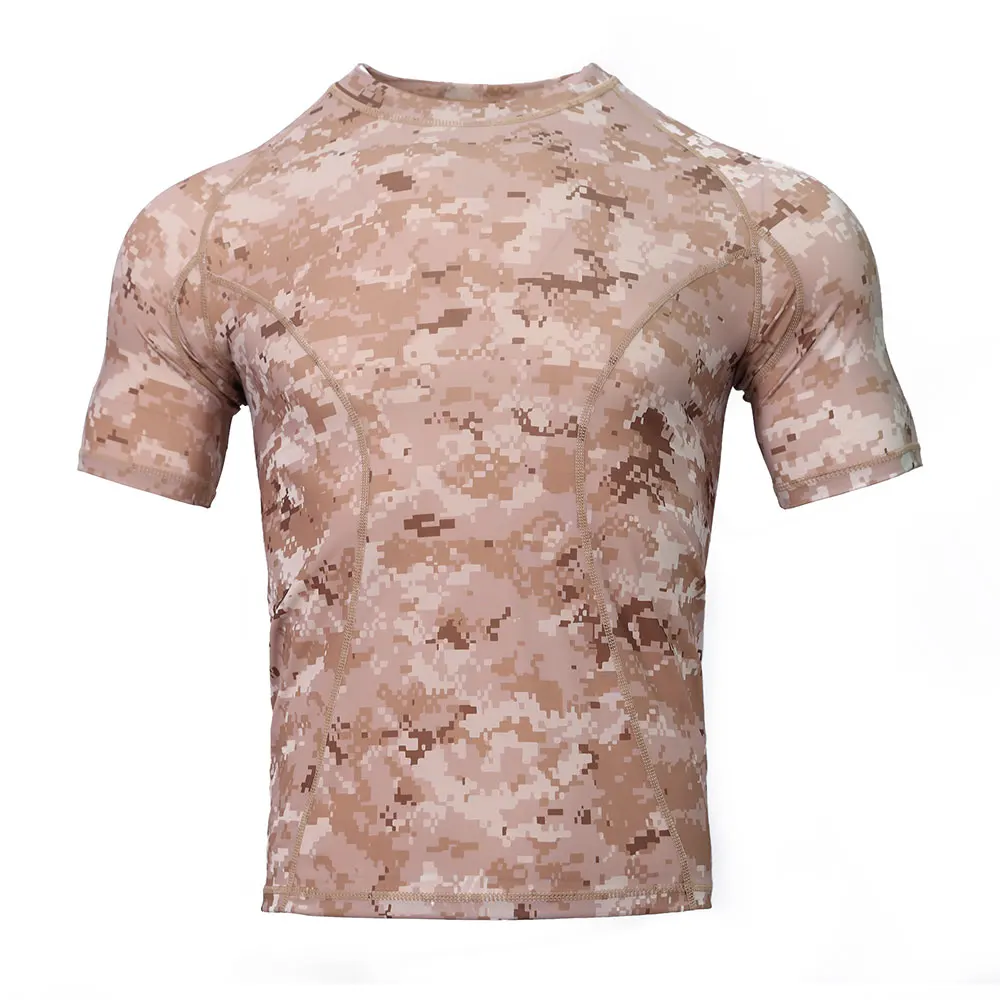 Emersongear, capa Base ajustada de piel táctica, camisetas para correr, pantalones cortos de camuflaje, camiseta transpirable para deportes al aire libre