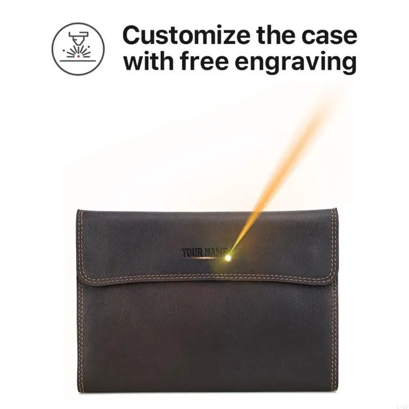 Funda cuero PU hecha a mano para cuaderno, funda con tapa para cuaderno recargable con 2 ranuras para tarjetas, compartimento - imagen 5