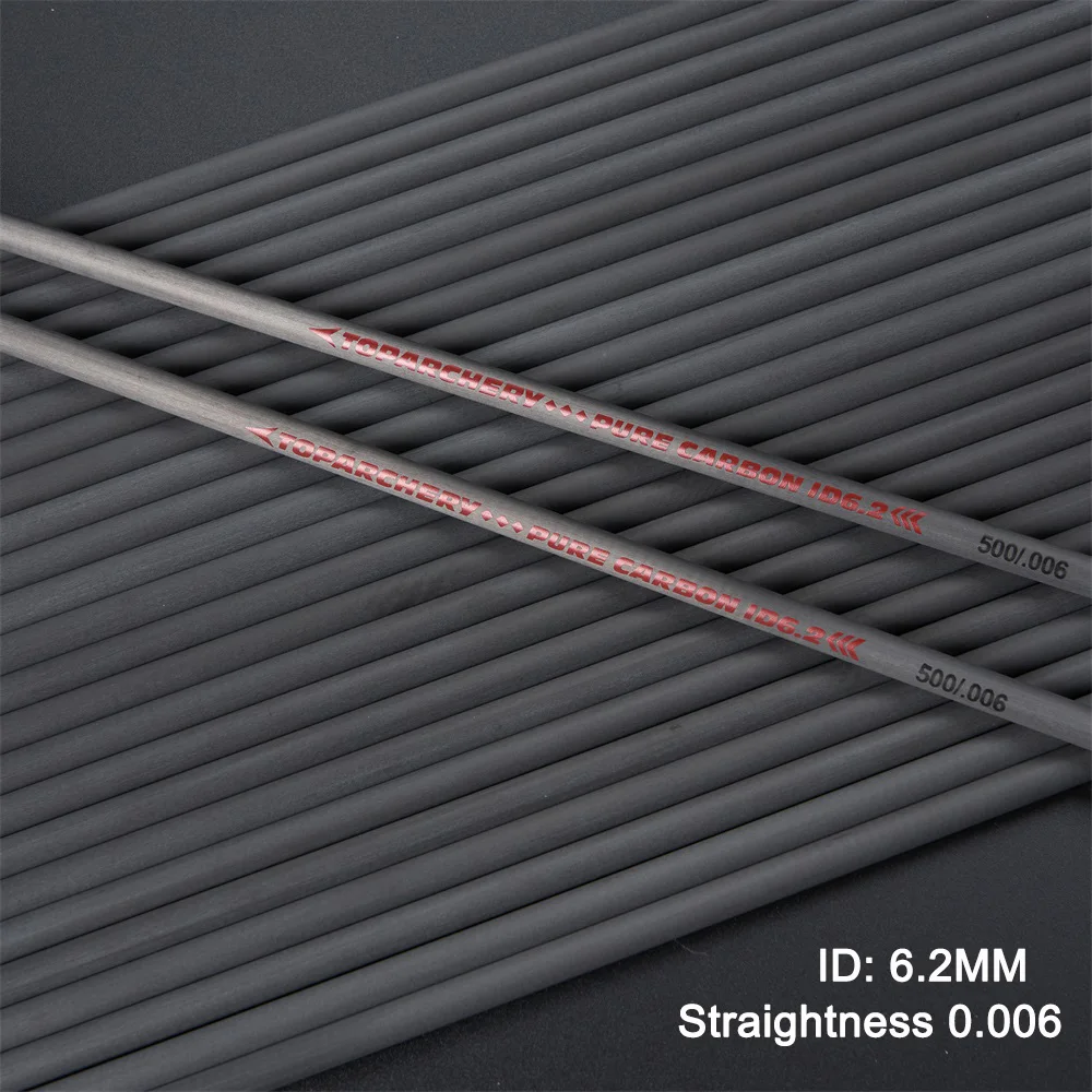 12 Uds 31 pulgadas ID6.2mm 100% eje de flecha de carbono puro columna vertebral 300/350/400/500/600 rectitud 0,006 accesorios de tiro con arco DIY