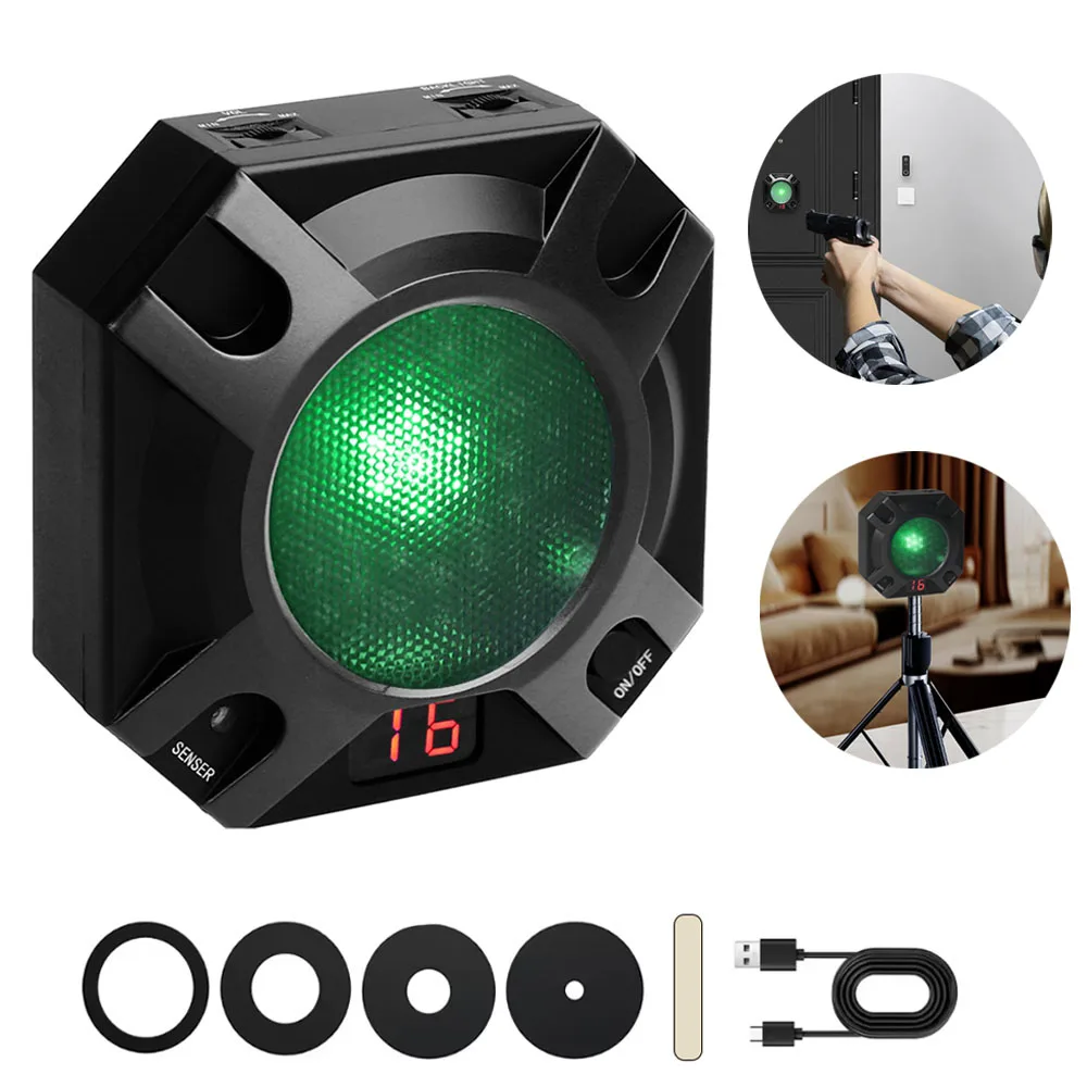 Objetivo de entrenamiento de fuego seco, objetivo láser de inducción infrarroja para entrenador de 9mm, objetivo de puntuación electrónica con efectos de sonido, juguete de carga