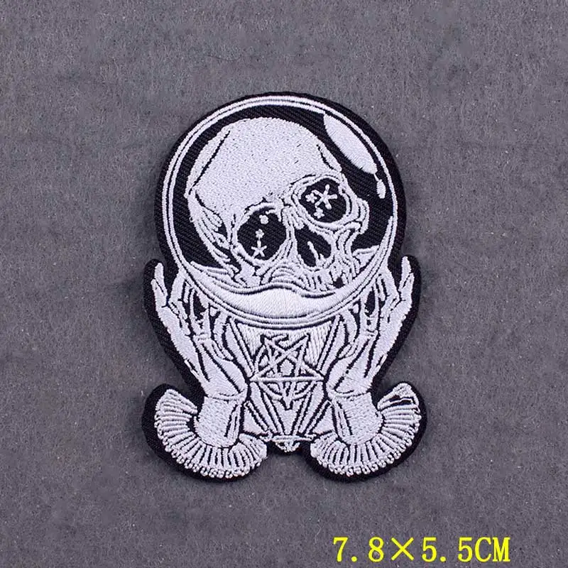 Parches bordados de rayas de calavera para ropa con plancha, parches Punk DIY, insignias de ropa en mochila - imagen 5