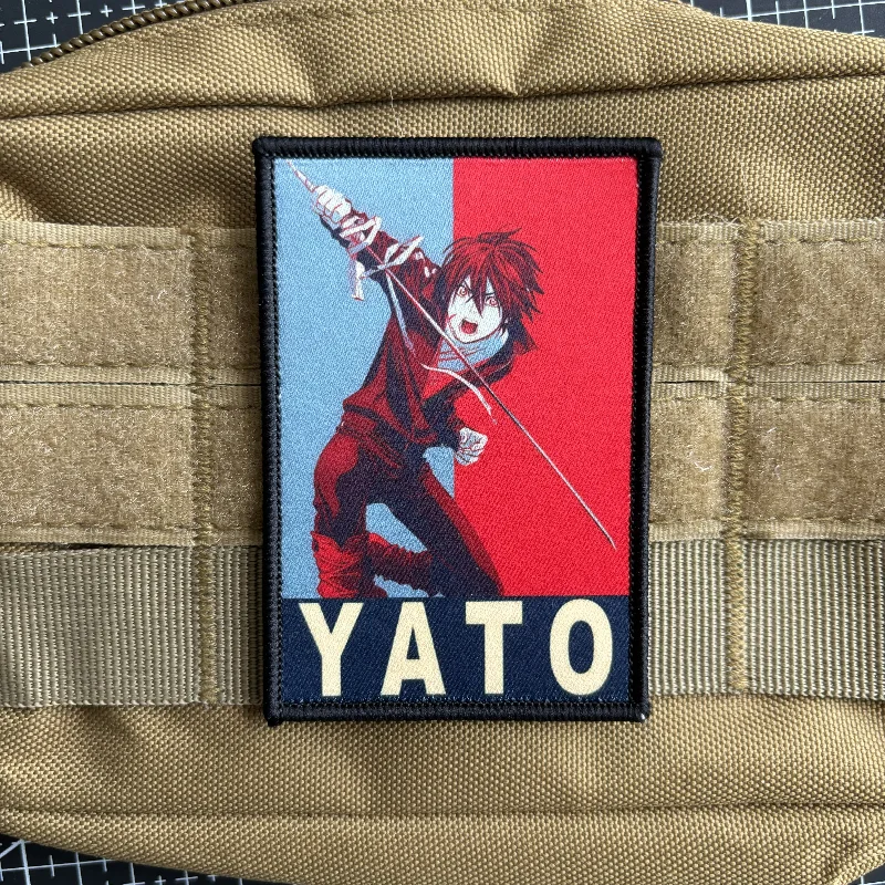 Insignia de moral YATO de Anime, parches de personaje de dibujos animados Noragami, Impresión de gancho y bucle, apliques de pegatina de mochila táctica samurái - imagen 2