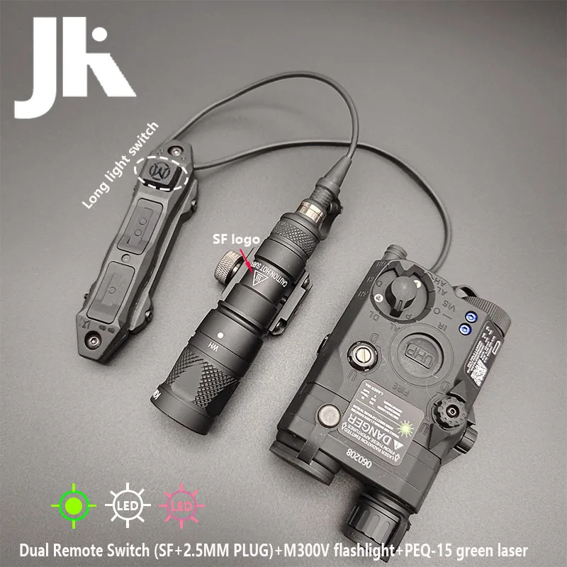 Táctico SF M300V M600V Airsoft objetivo arma láser PEQ15 punto rojo azul verde/luz de relleno IR/luz blanca juego de interruptor doble remoto - imagen 2
