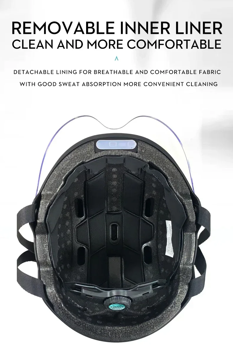 Grabadora inteligente para casco de motocicleta Bluetooth 1080P con luces traseras de advertencia de cámara frontal, tamaño de casco impermeable ajustable - imagen 3