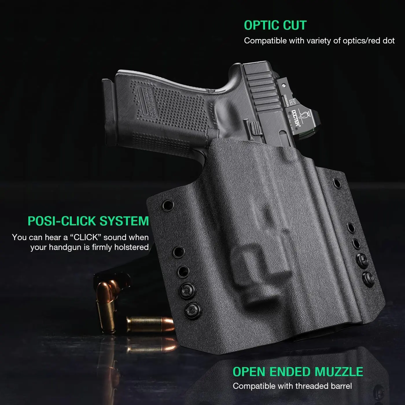 Para Glock 17,G19,G44,G45,GEN 1-5,G23,G32,Gen 3-4, con TLR-7/TLR-7A,OWB Kydex, solo una funda, transporte de cintura exterior, mano derecha - imagen 5
