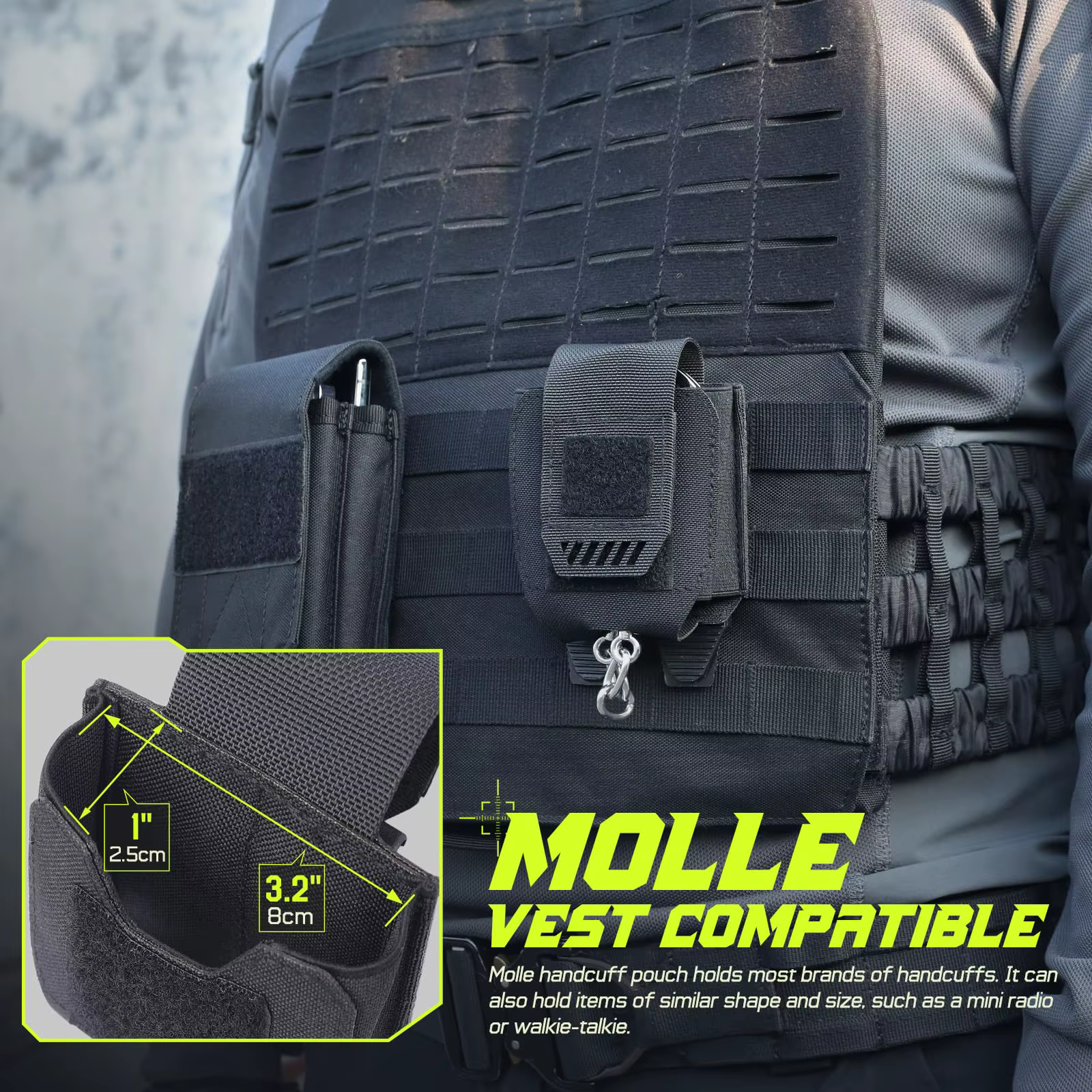 Funda táctica MOLLE para esposas – Bolsa policial para cinturón - imagen 4