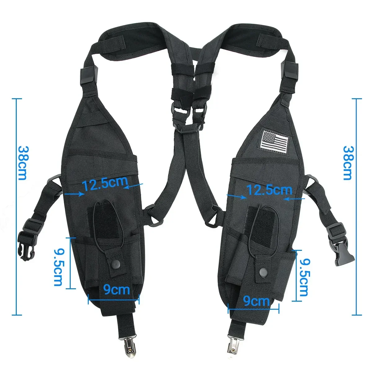 ABBREE PT-11 PLUS Walkie Talkie bolsa táctica funcional bolsa de pecho doble Radio bolsillos chaleco para Baofeng UV-21 AR-152 BF-888S - imagen 5