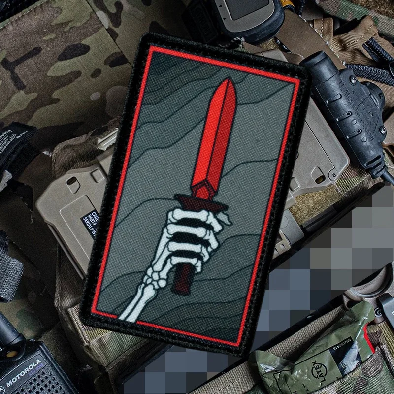 Parche táctico “Reparación por la batalla" en tela, brazalete militar, estampado de espada roja, insignia de moral, parches, pegatina para mochila de combate Klett - imagen 4