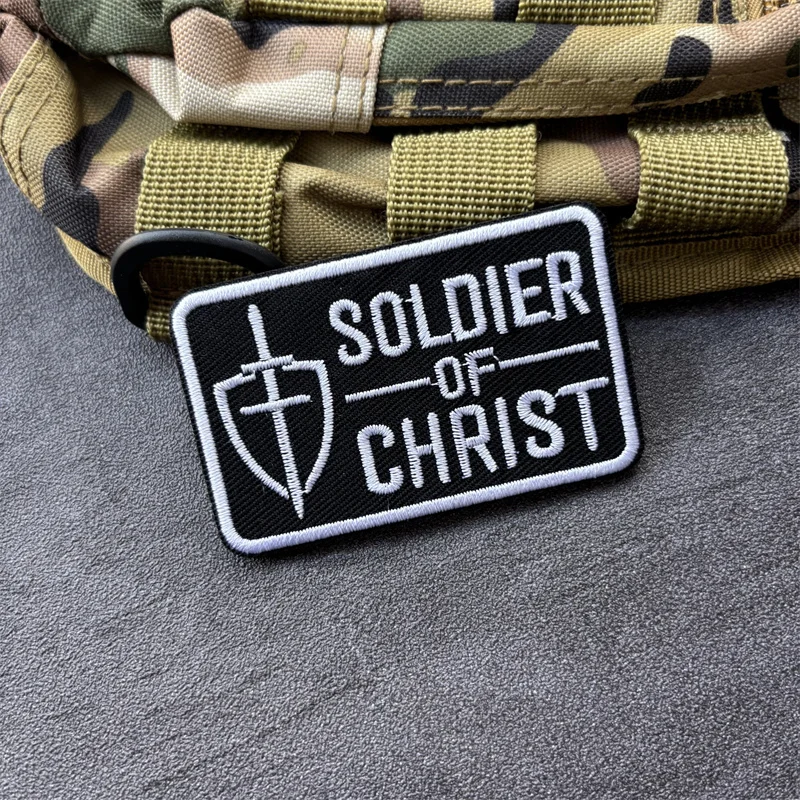Parche bordado "Soldado de Cristo" para ropa, gancho, insignia de moral táctica, parches, pegatinas para mochila - imagen 5