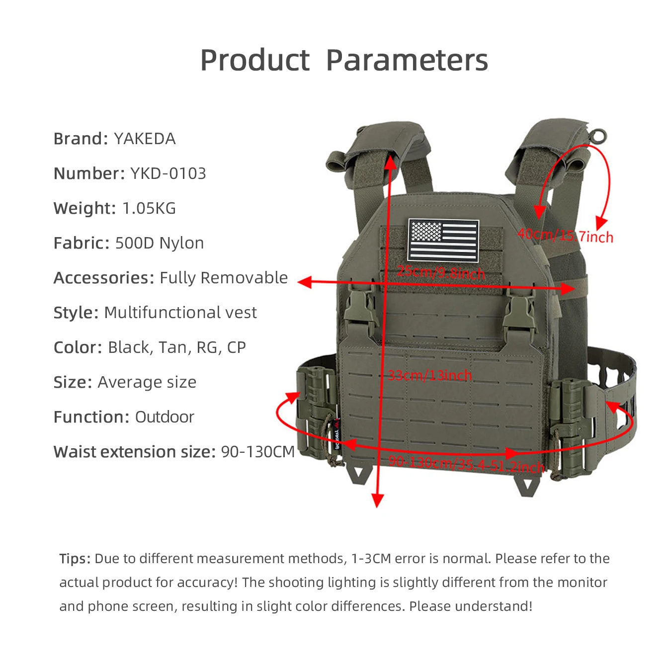 YAKEDA Chaleco de caza multifuncional de liberación rápida, chaleco de nailon transpirable, se puede utilizar para caza, supervivencia en la naturaleza, etc. - imagen 5