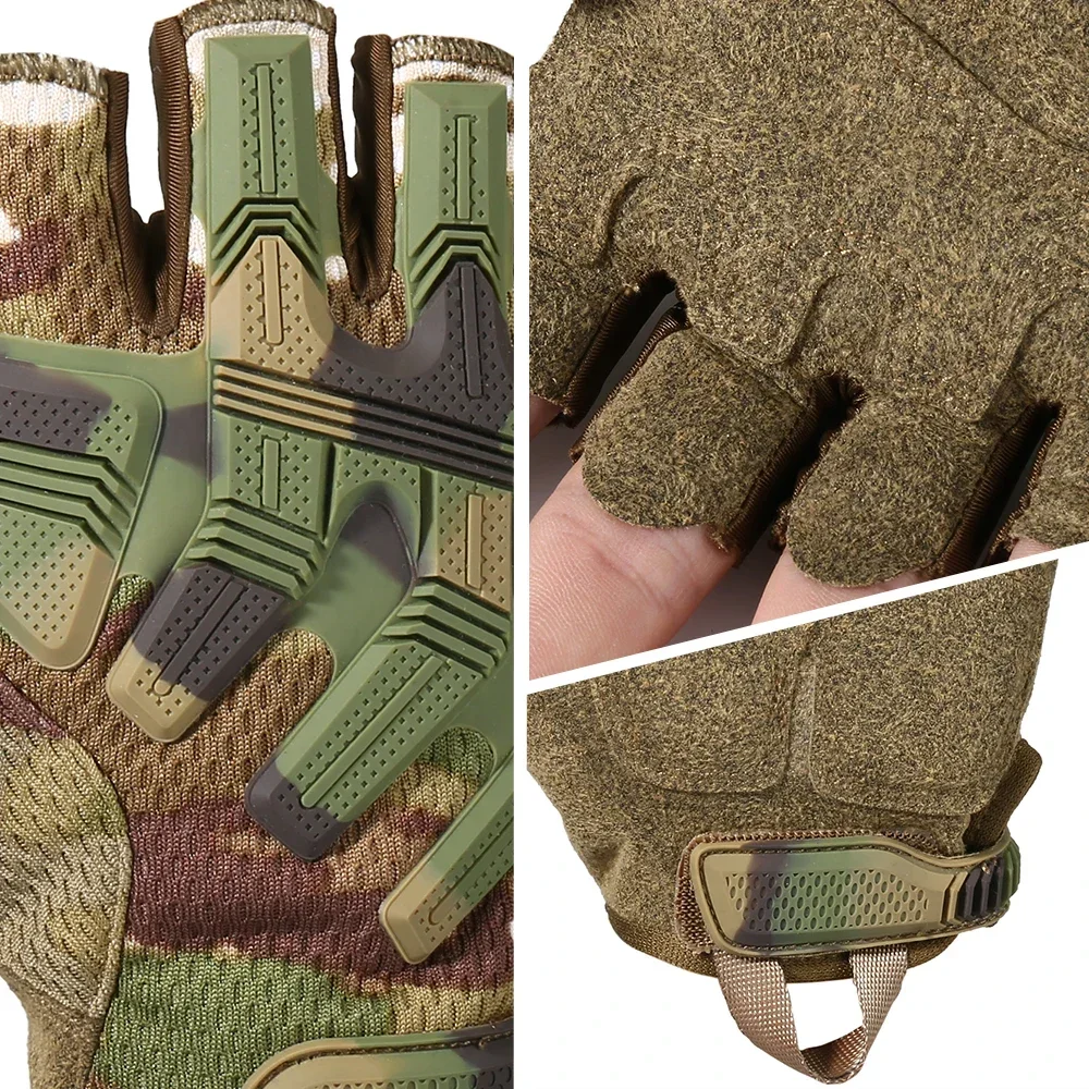 Guantes tácticos con pantalla táctil para hombre, guantes de medio dedo para entrenamiento de ciclismo, escalada, montar en bicicleta, Fitness, caza, senderismo, trabajo al aire libre - imagen 5