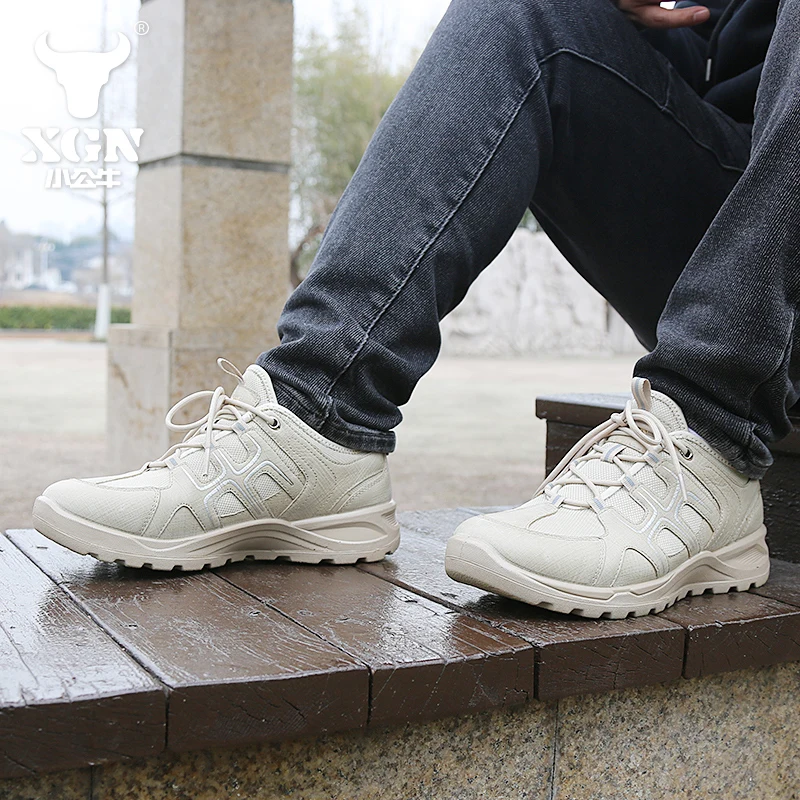 XGN-zapatos de senderismo de malla para hombre, botas de caza transpirables, botas tácticas de combate para el desierto, zapatos de trekking para mujer, zapatillas tobilleras de viaje - imagen 4