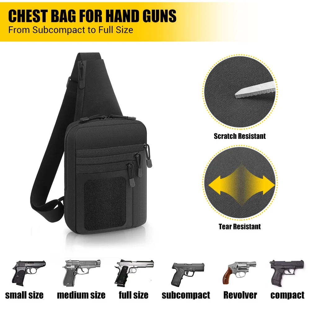 Bolsa táctica pistola ocultable pecho MOLLE EDC ripstop resistente