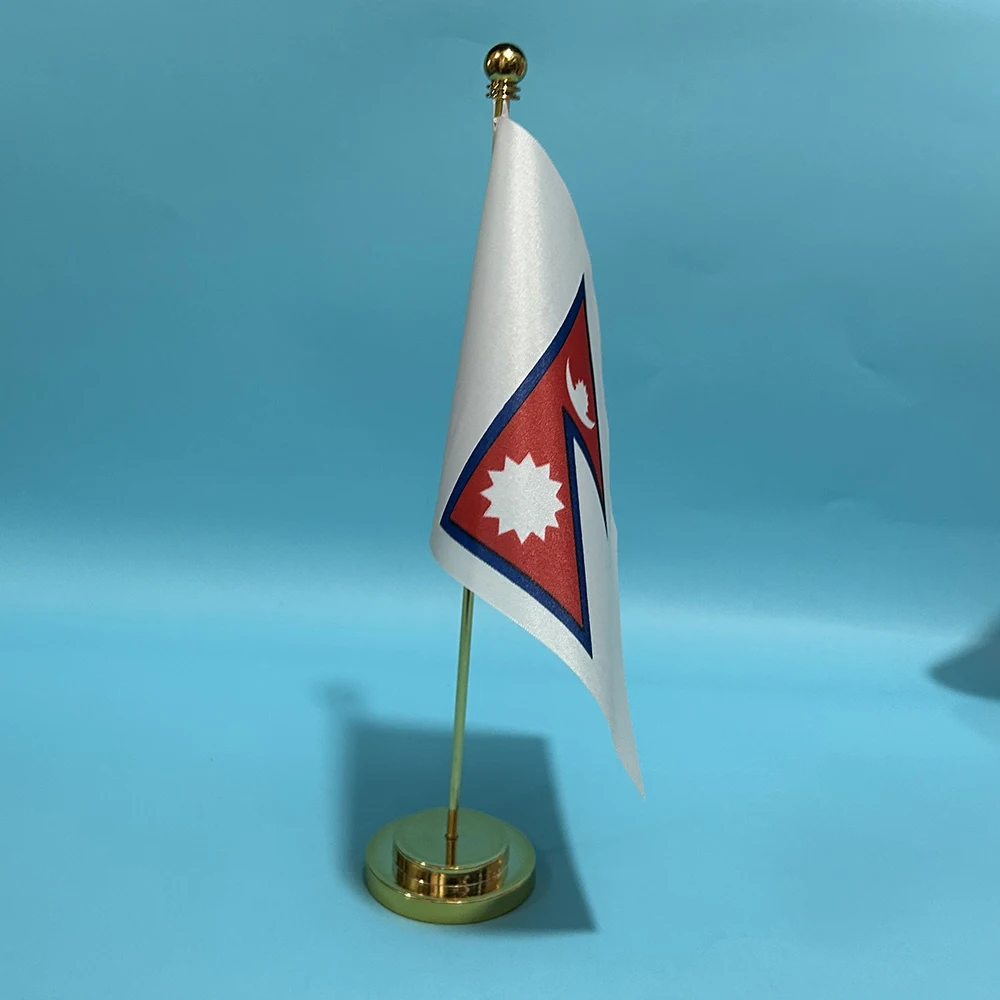 BANDERA DE SKY Bandera de escritorio de oficina Bandera de Nepal 14x21 cm Bandera de poliéster de Nepal Bandera nacional Bandera de país Adornos de escritorio Banderas - imagen 3