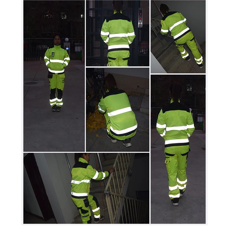 Traje de trabajo para hombre, electricista con chaqueta reflectante reflectora para trabajo y pantalones cargo de alta visibilidad con rodilleras - imagen 4