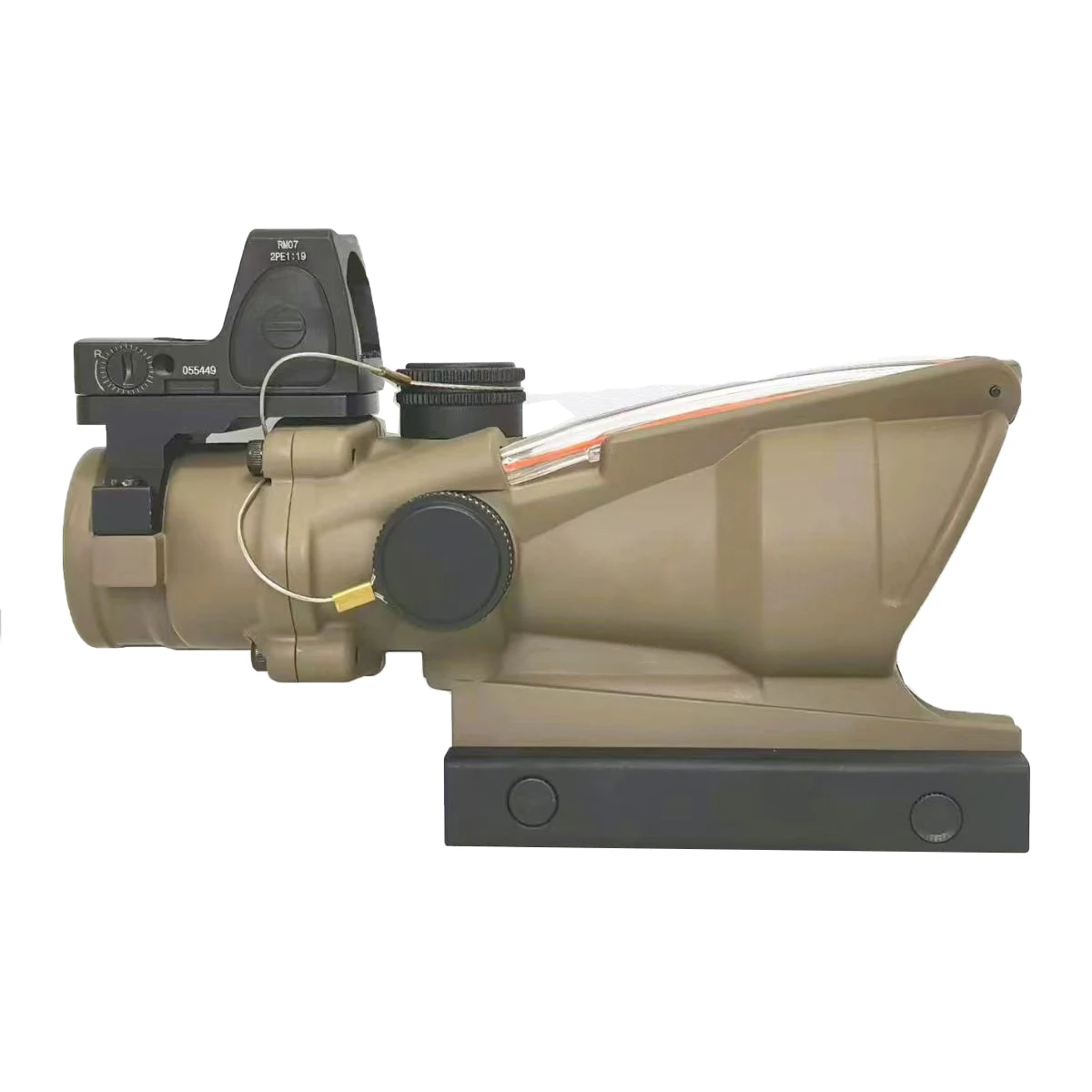 Mira colimadora de caza con aumento triangular 4x32, mira de Chevron roja iluminada con fibra de caza con logotipo en relieve, mira para Rifle Ar 15 - imagen 2