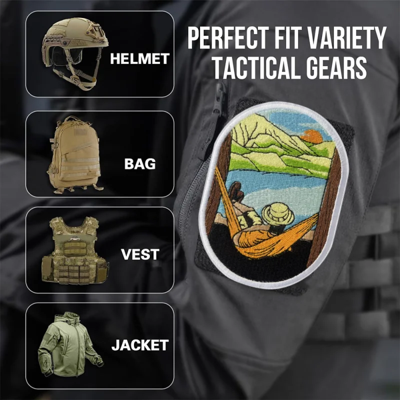 Parche bordado Happy Camp, chaleco táctico, sombreros con gancho y bucle, insignia de moral, mochila, pegatinas decorativas, parches para brazalete para ropa