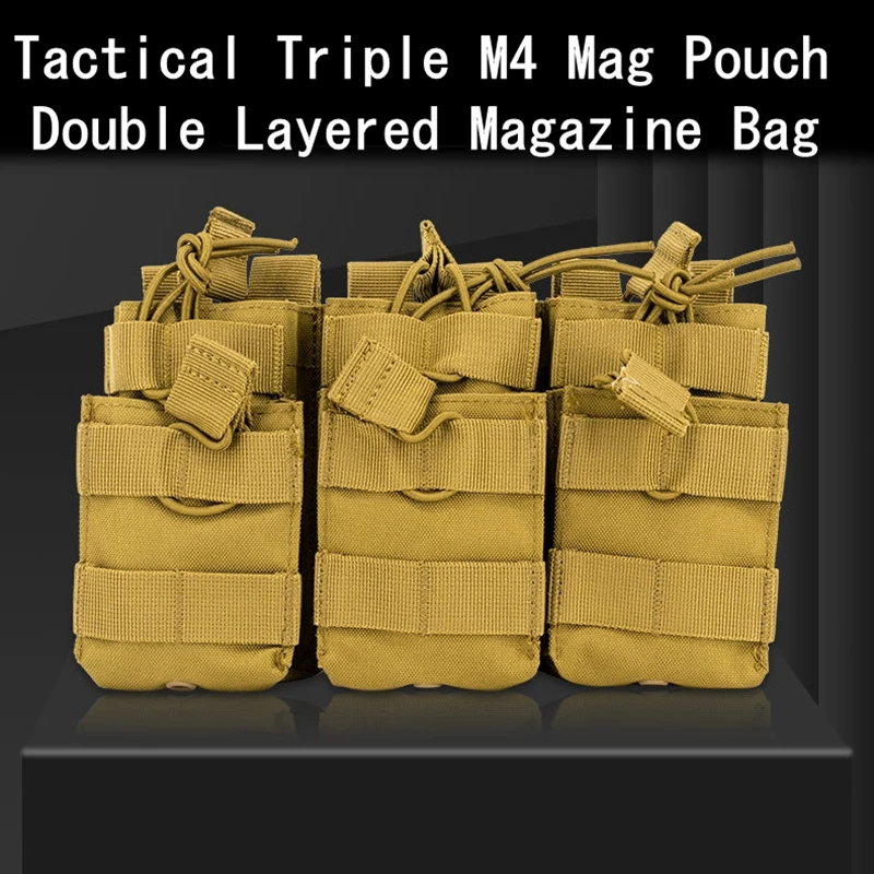 Bolsa táctica Triple para revistas AK 7,62 5,56mm M4 AR 15 bolsa para Rifle accesorios de caza bolsa táctica - imagen 2