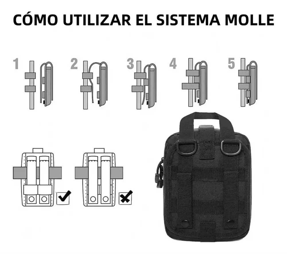 Bolsa táctica de primeros auxilios para botiquín médico, bolsa de nailon Molle EMT para supervivencia de emergencia, caja médica al aire libre, bolsa de SOS de gran tamaño - imagen 4