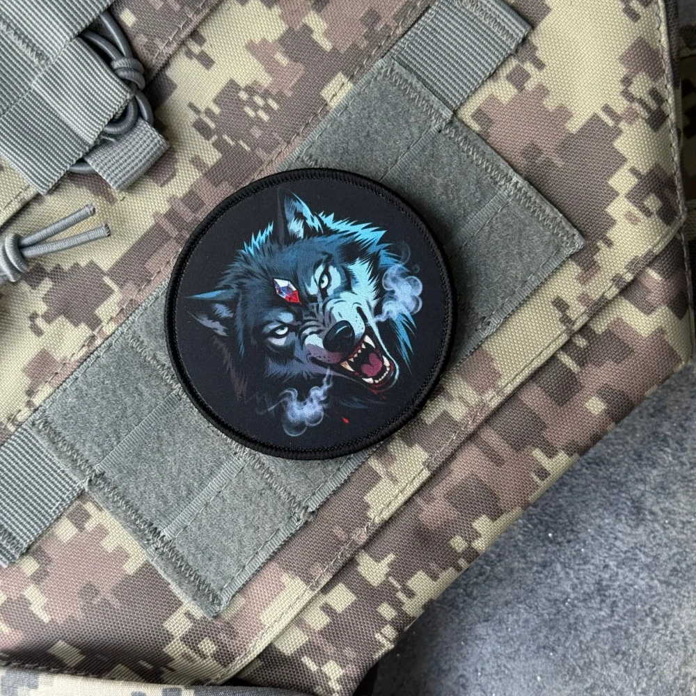 Parche táctico militar lobo de hielo fantasía con gancho y bucle