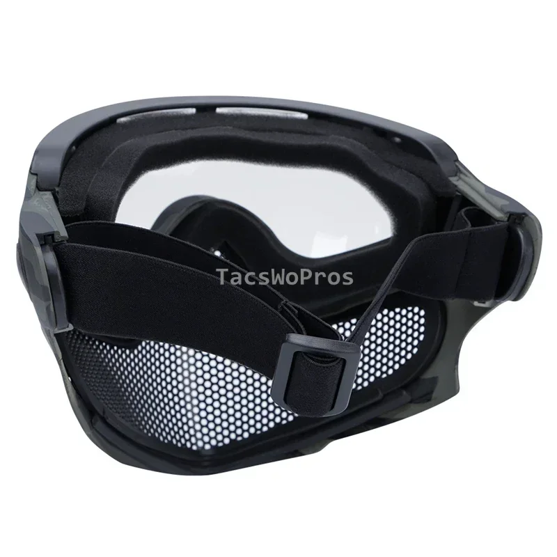 Máscara táctica con 3 lentes, malla de acero resistente a impactos, protección para caza y tiro, máscara facial completa, equipo Airsoft - imagen 5