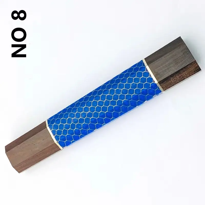 11 tipos de tamaños pequeños de resina/MAHOGANY, piel de serpiente de madera, patrón de panal, mangos de cuchillo de cocina de madera octogonales de estilo japonés