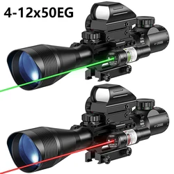 Mira telescópica táctica 4-12x50EG con láser e iluminación rojo verde