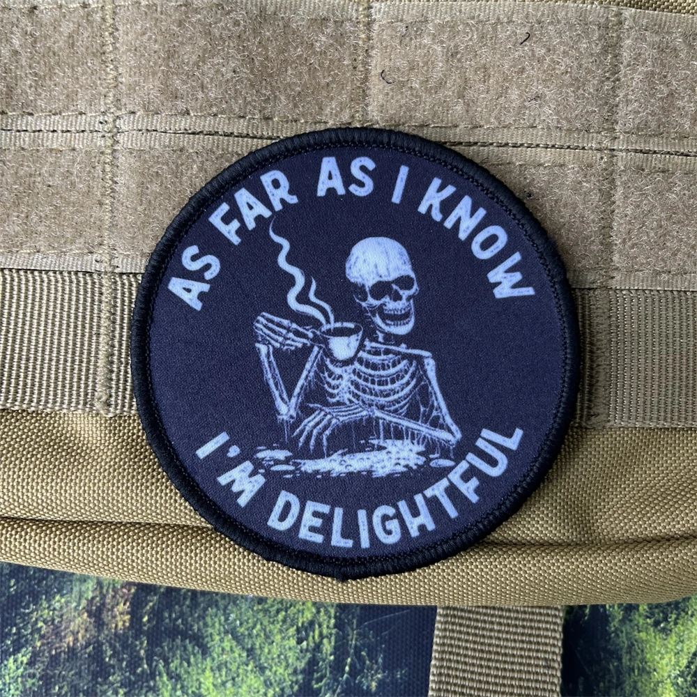 Emblema de moral de calavera para beber café, parches estampados encantadores, pegatina de gancho y bucle, mochila táctica - imagen 3