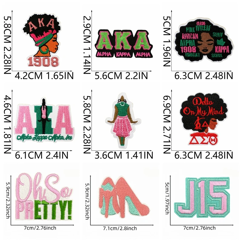 10 Uds. Parches bordados AKA para hermanas y niñas negras, parches de dibujos animados, chaquetas, sombreros, mochila, parche para coser, parches para planchar para ropa DIY - imagen 4