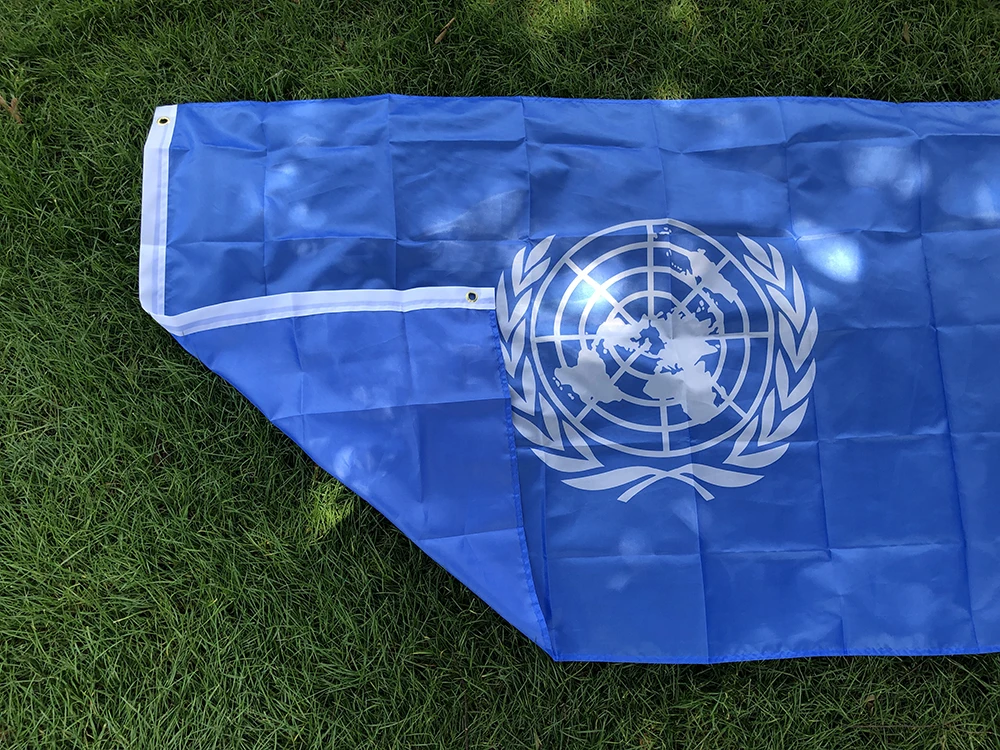 Bandera de SKY UN, 90x150cm, bandera nacional de la UN, material de poliéster, banderas colgantes de las Naciones Unidas para decoración - imagen 4