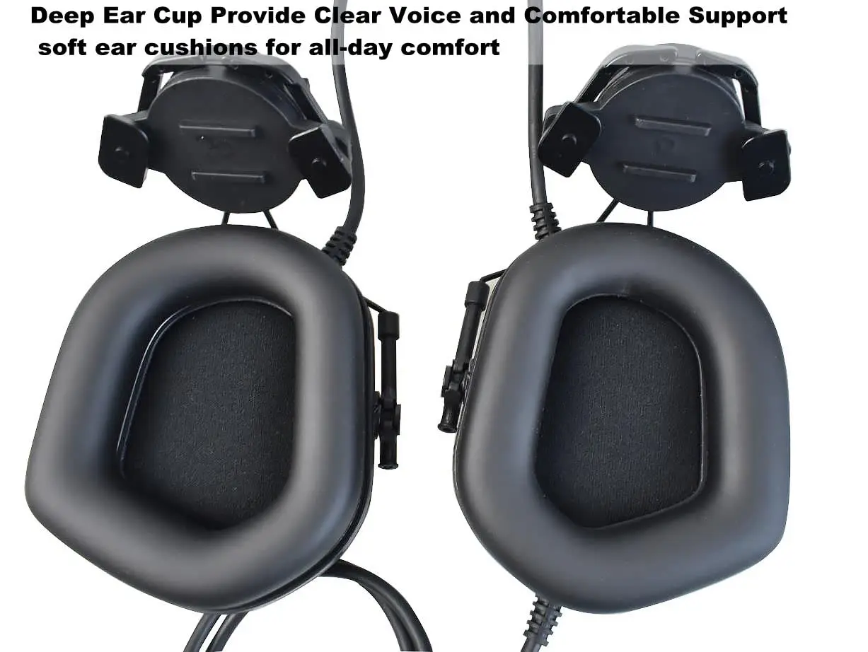 Auriculares de tiro táctico con modo de casco + con U94 PTT de 2 pines con adaptador de riel de arco reducción de ruido y protección para los oídos con captación de sonido - imagen 5