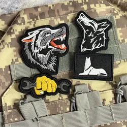 Parche Táctico Divertido con Diseño de Lobo, Parche Militar del Ejército, Insignia de Moral para Airsoft, con Gancho y Bucle, Adhesivo Personalizado para Mochila de Exterior