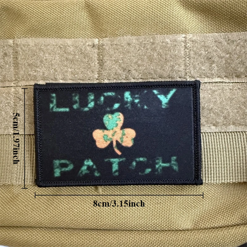 Parche de la suerte, Chevron táctico, parches de trébol con gancho y bucle, insignia de moral militar, brazalete, mochila, pegatina decorativa para ropa - imagen 2