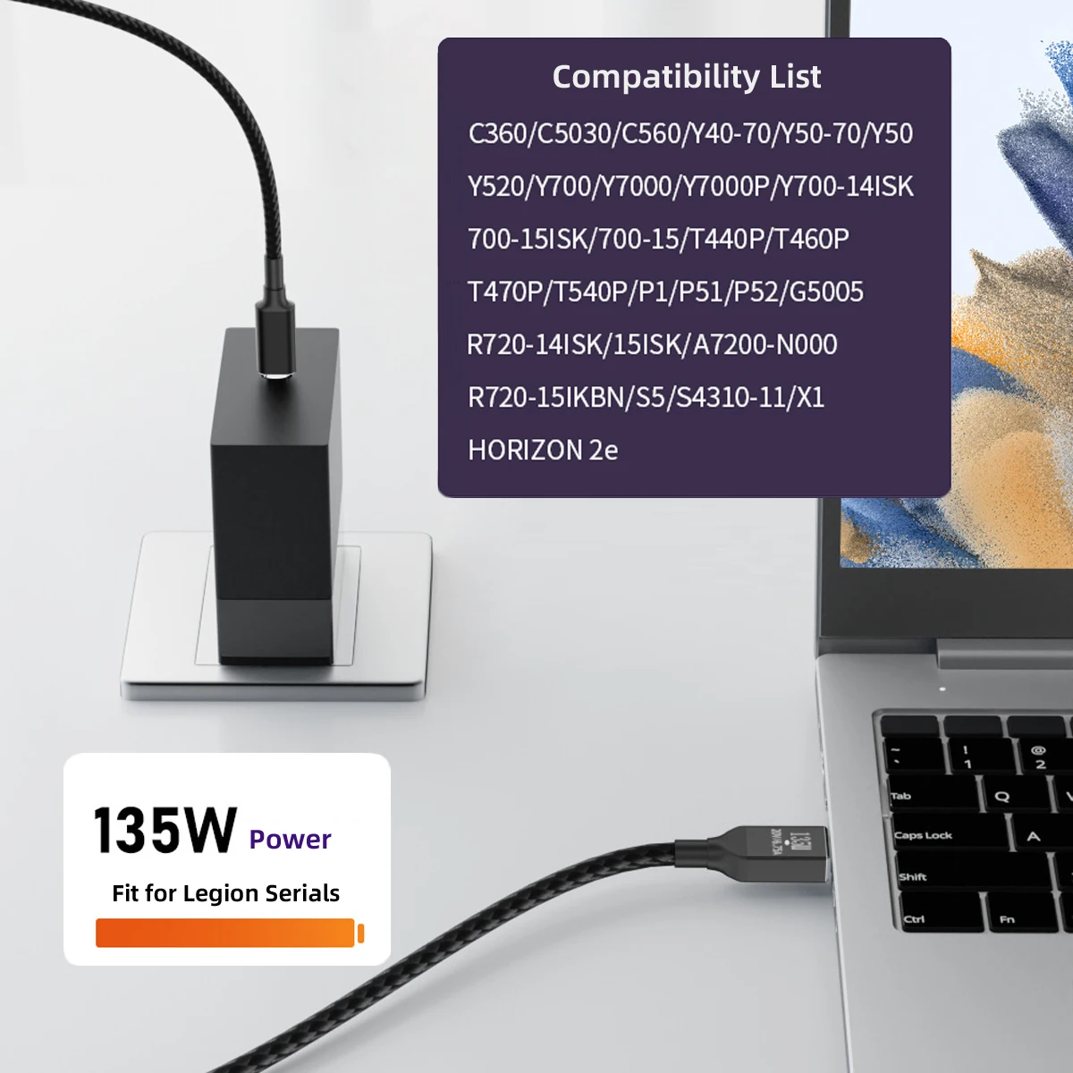 USB-C tipo C para ordenador portátil, 135W, CC, PD, carga para Thinkpad X1, DC20V, 6.25A - imagen 5