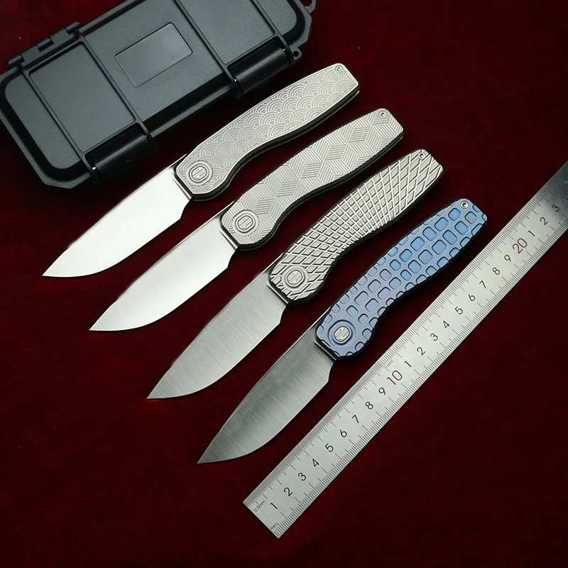 LEMIFSHE Mini FSD cuchillo plegable EDC titanio con rodamientos cerámica