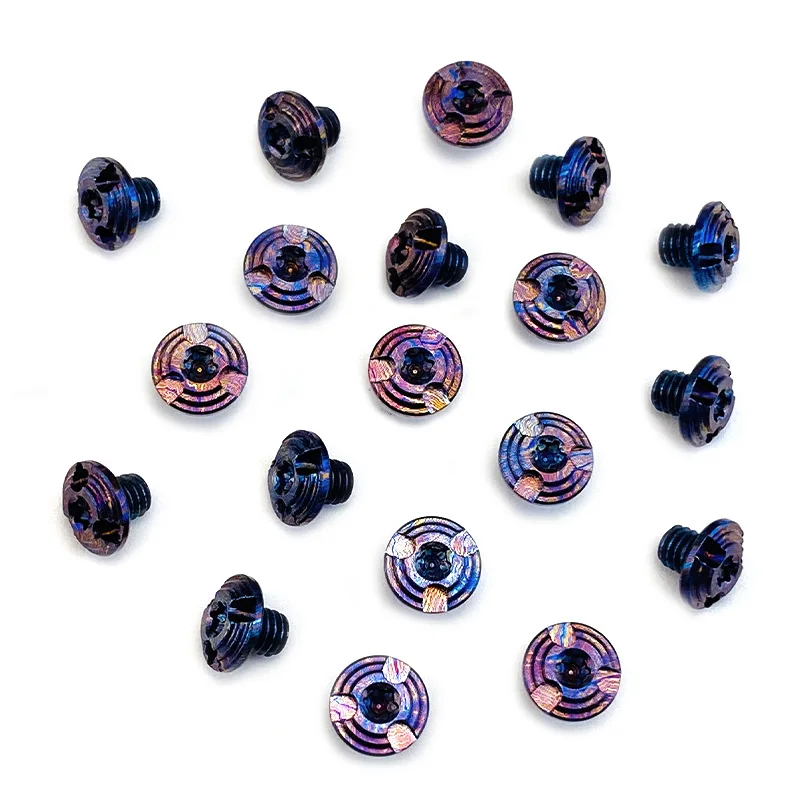 CNC Damasco patrón cuchillo mango Timascus titanio M4 tornillo clavo T10 Torx cabeza de botón DIY hacer piezas de accesorios - imagen 2