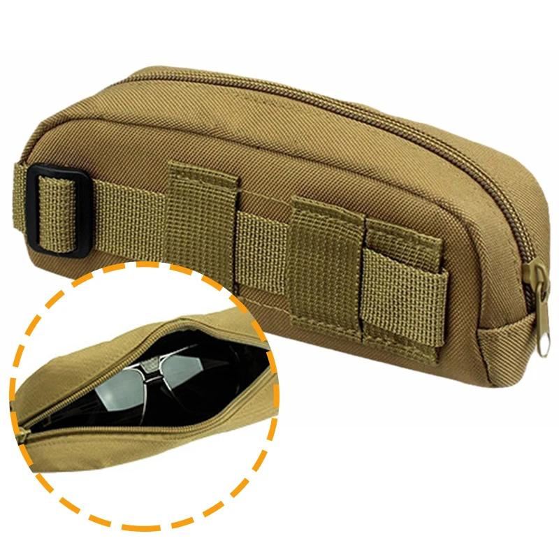 Estuche táctico de nailon para gafas de sol al aire libre, bolsa portátil con cremallera Molle EDC, caja de gafas para acampar, bolsa colgante militar de cintura para caza - imagen 2