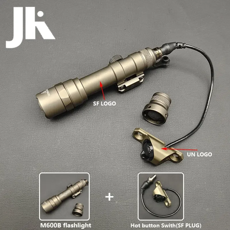 Potente linterna táctica de Metal SF M300B M600B, luces para arma para caza y explorador Airsoft con interruptor de presión de botón caliente - imagen 4