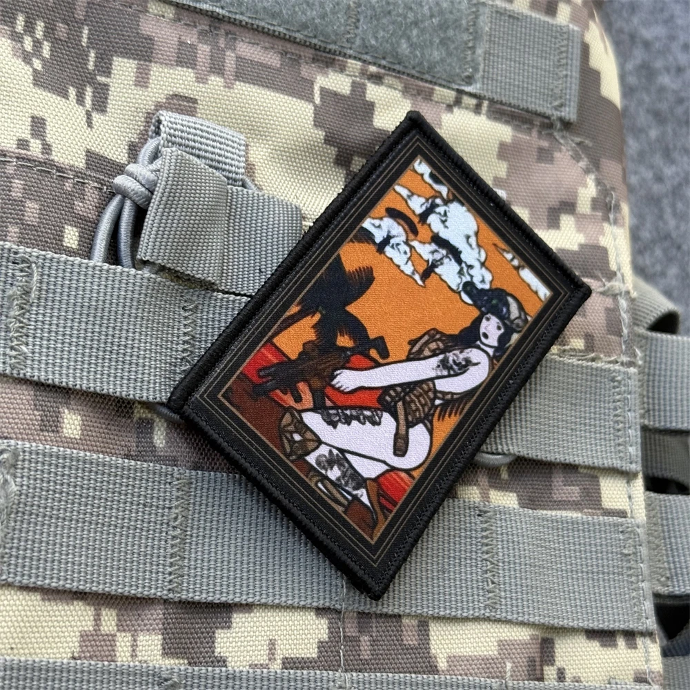 Guerrero Sexy mujer soldado impreso gancho y bucle mochila pegatina Chevron insignia de moral táctica parches brazalete del ejército militar - imagen 4