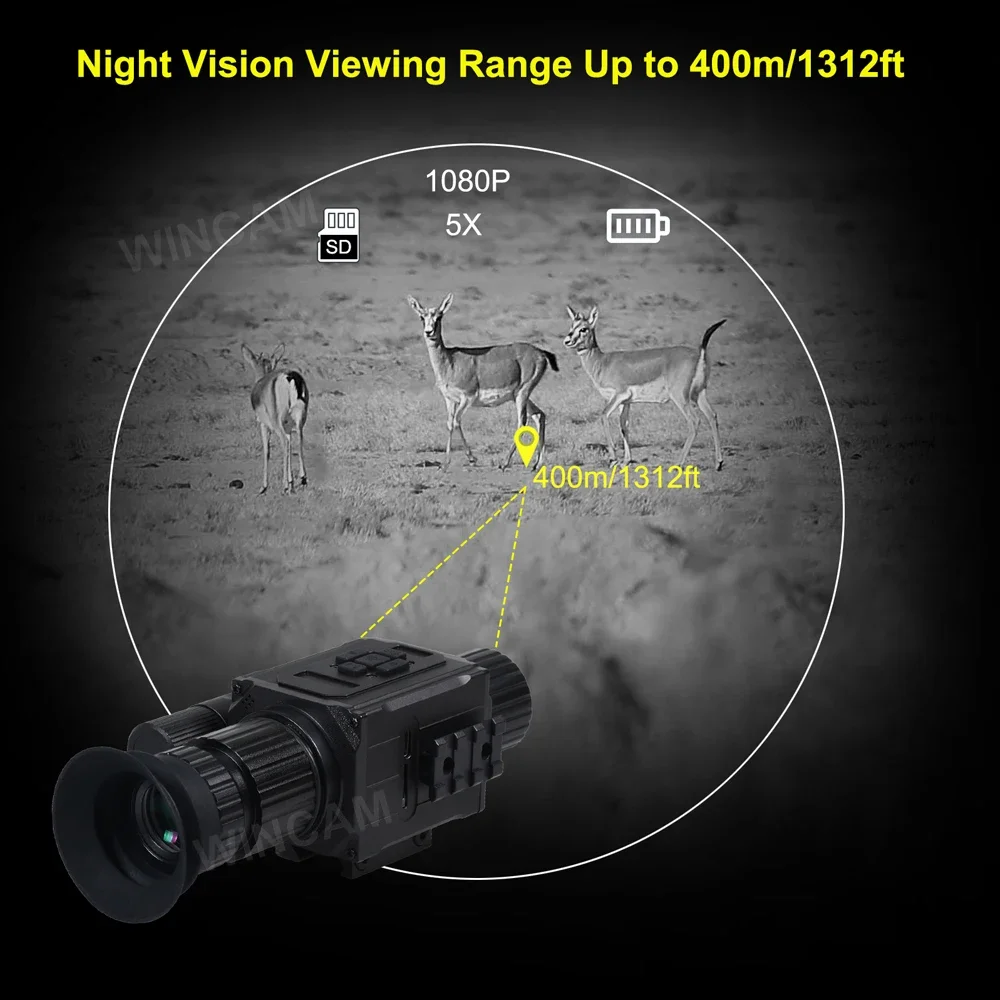 NK008 alcance de visión nocturna Digital 5X Zoom cámara de caza infrarroja mira telescópica HD 1080P grabación de vídeo Monocular dispositivo de visión nocturna - imagen 4