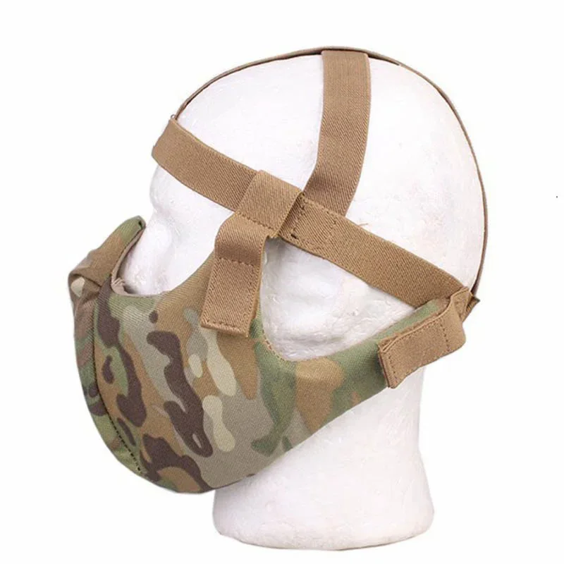 SINAIRSOFT-máscara táctica de media cara para casco rápido, accesorio de caza militar Airsoft Paintball, máscara facial de malla protectora - imagen 2