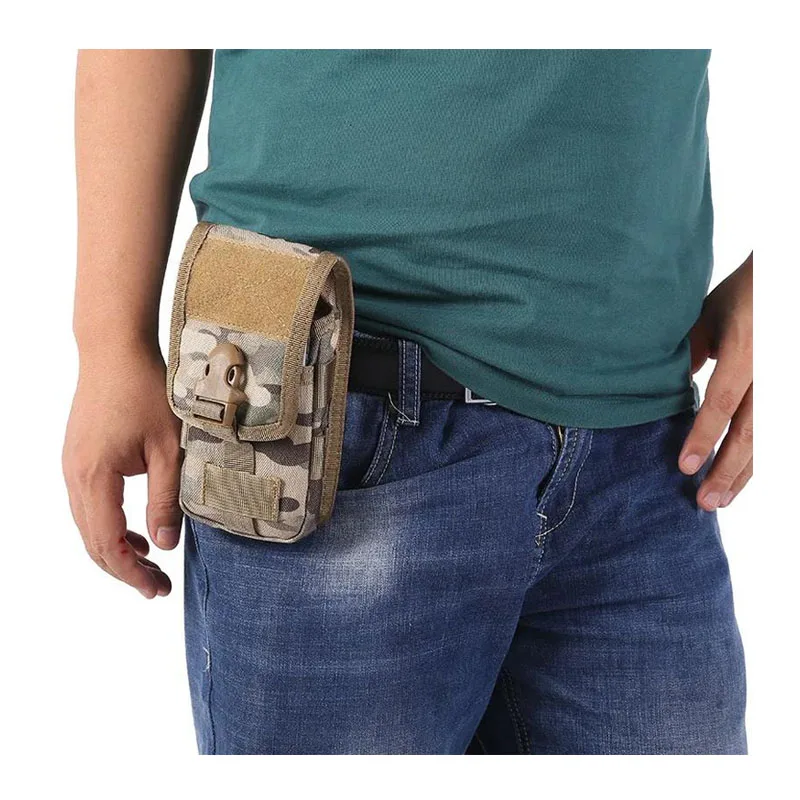 Vista frontal de la bolsa para teléfono Molle de doble capa